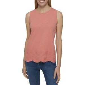 "TOMMY HILFIGER" CORAL SCALLOPED HEM BLOUSE TEE TOP SIZE: S NWT